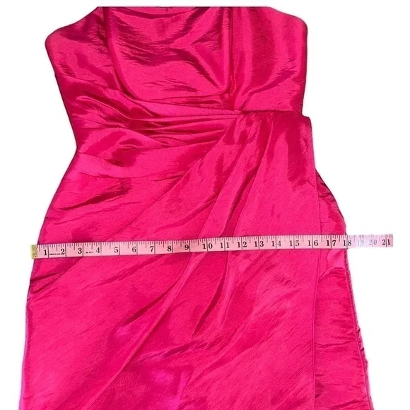 VTG Mori Lee Madeline Gardner Bridesmaids Satin Hot Pink Floral Long Gown  Dress